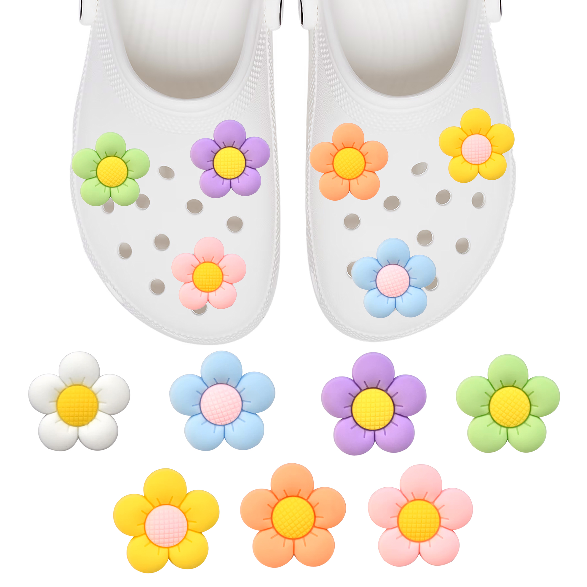 Przypinki do Crocs Flowers kwiaty - torby zestaw 7 sztuk