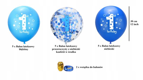 Oro Party Zestaw dekoracji balonowych na Roczek Balony na 1 urodziny - obrazek 2