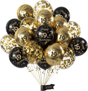 Balony na 19 URODZINY zestaw z konfetti - 15 sztuk
