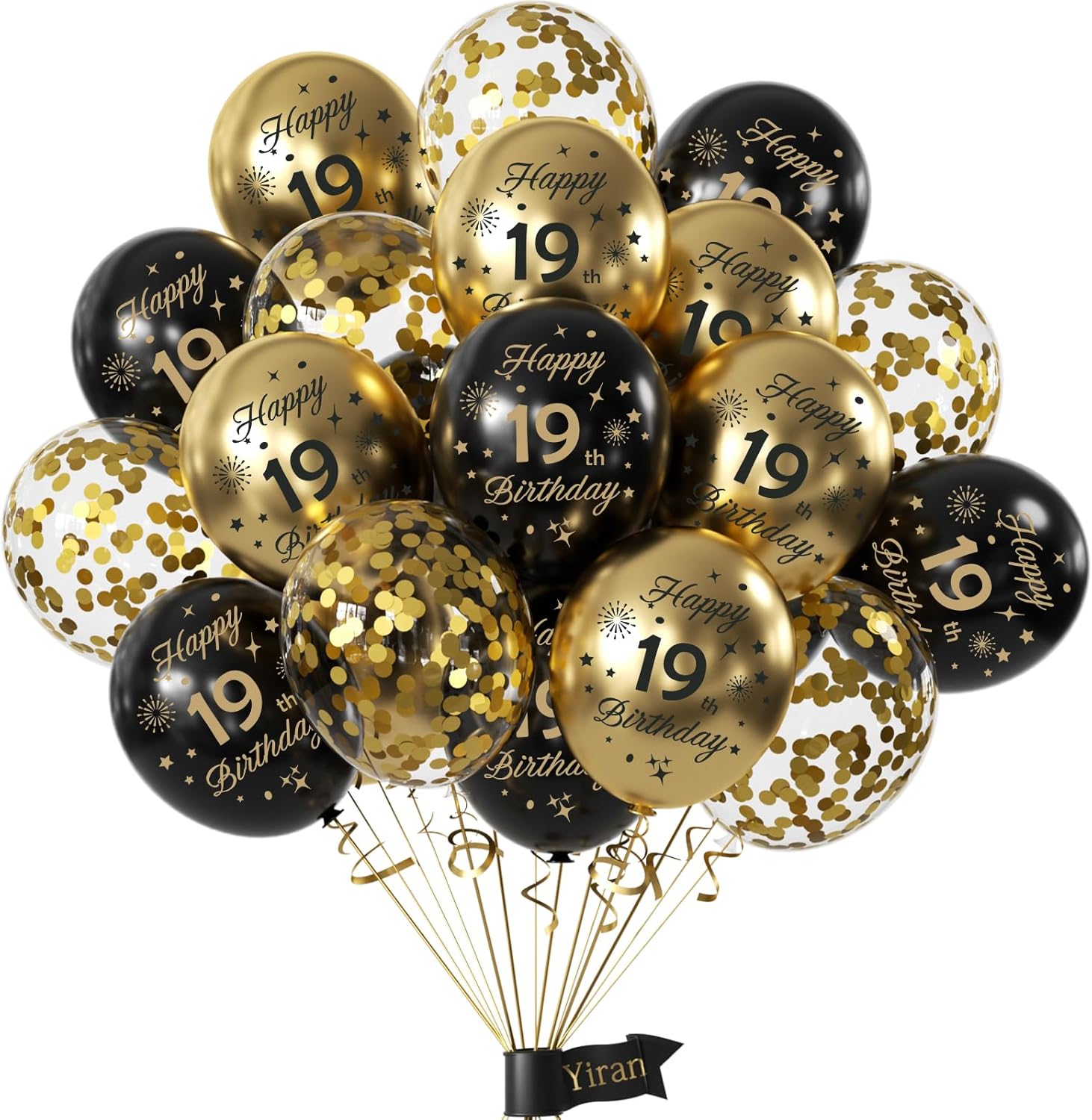 Balony na 19 URODZINY zestaw z konfetti - 15 sztuk