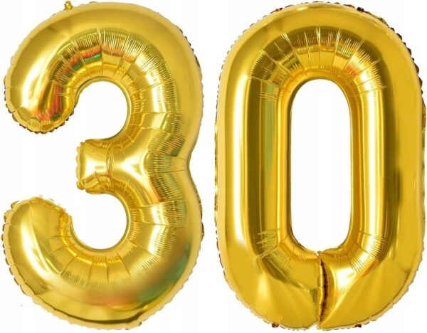 Oro Party Złoty zestaw XL balonowych dekoracji urodzinowych na 30 urodziny - obrazek 4