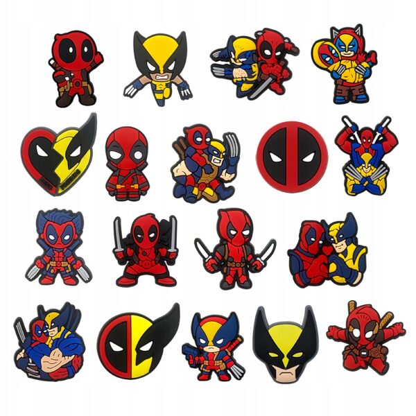 Przypinki do Crocs DEADPOOL WOLVERINE do butów telefonu torby zestaw 18 szt - obrazek 2