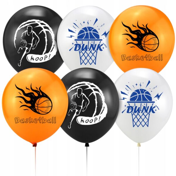 Oro Party Zestaw balonowych dekoracji urodzinowych Koszykówka Banery Topper - obrazek 6