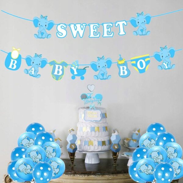 Oro Party Zestaw dekoracji balonowych na Baby Shower It's a Boy + Girlanda - obrazek 5