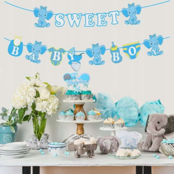 Oro Party Zestaw dekoracji balonowych na Baby Shower It's a Boy + Girlanda - obrazek 6