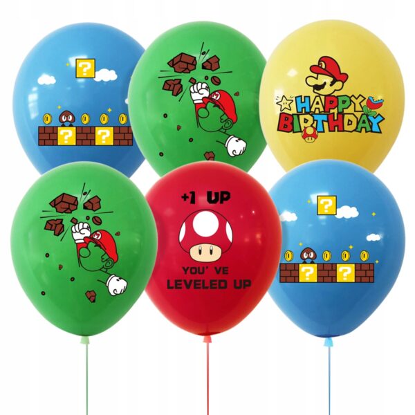 Oro Party Zestaw balonowych dekoracji urodzinowych Super Mario + Girlanda - obrazek 7