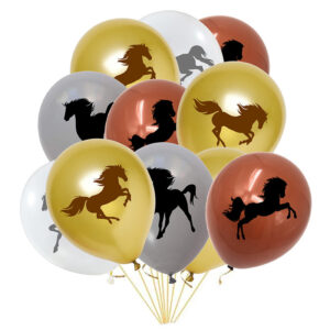 Oro Party Zestaw dekoracji balonowych Konie Koń Brąz Złoto 16 sztuk balonów