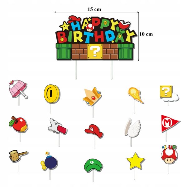 Oro Party Zestaw balonowych dekoracji urodzinowych Super Mario + Girlanda - obrazek 6