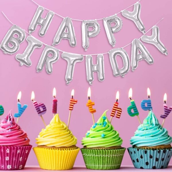 Oro Party Balonowa Dekoracja Girlanda balonowa Happy Birthday Srebrna 40 cm - obrazek 4