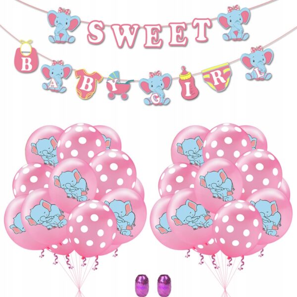Oro Party Zestaw dekoracji balonowych na Baby Shower It's a Girl + Girlanda - obrazek 2