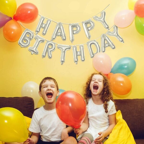 Oro Party Balonowa Dekoracja Girlanda balonowa Happy Birthday Srebrna 40 cm - obrazek 6