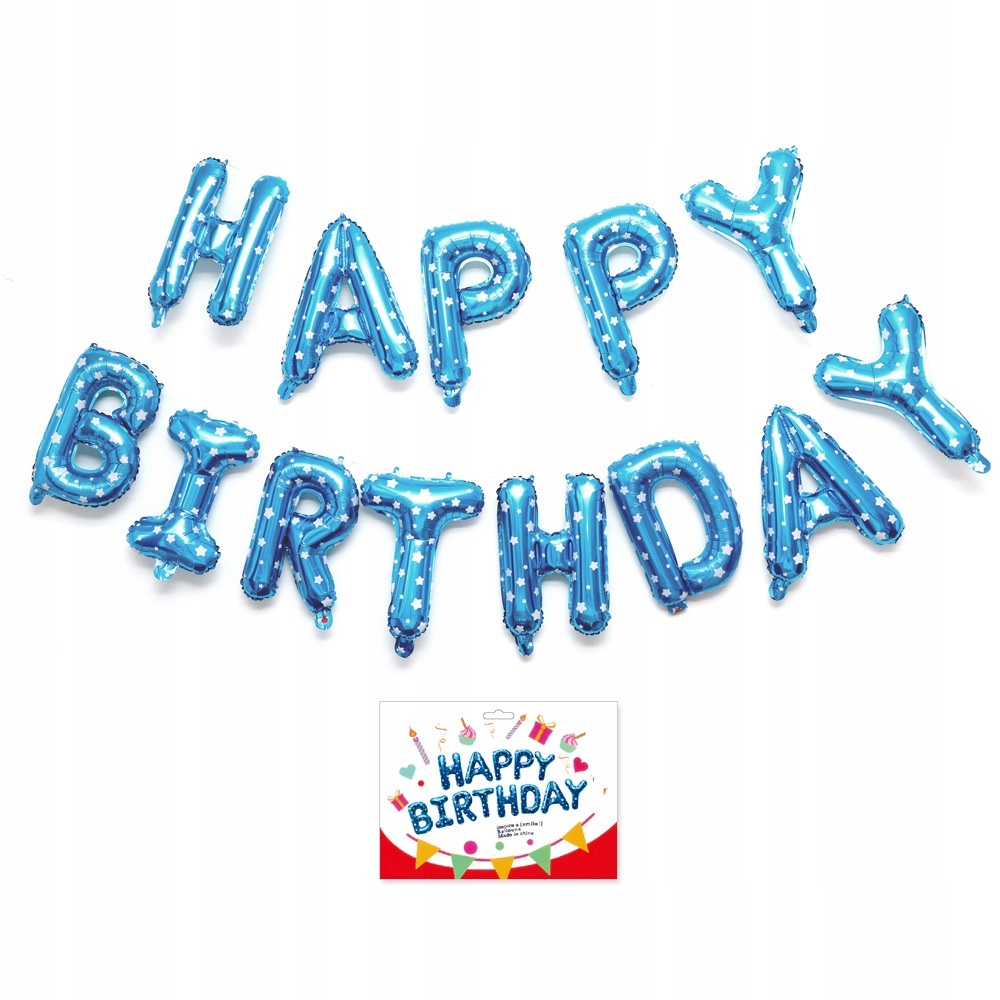 Oro Party Balonowa Dekoracja Girlanda balonowa Happy Birthday Blue Star 40