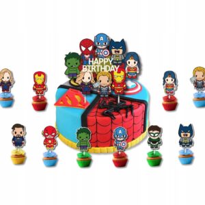 Oro Party Avengers Marvel DUŻY TOPPER NA TORT + 12 SZT TOPPERÓW NA BABECZKI