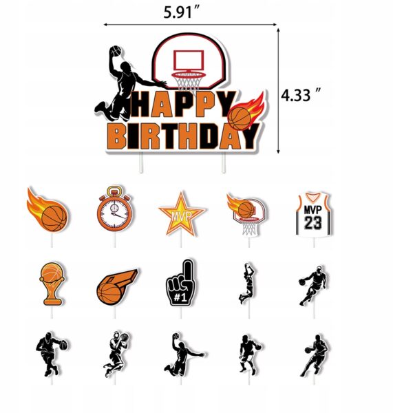 Oro Party Zestaw balonowych dekoracji urodzinowych Koszykówka Banery Topper - obrazek 5