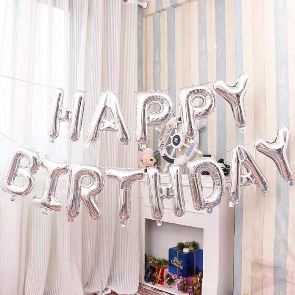 Oro Party Balonowa Dekoracja Girlanda balonowa Happy Birthday Srebrna 40 cm - obrazek 5