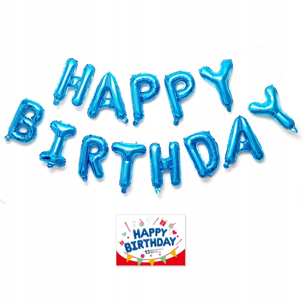 Oro Party Balonowa Dekoracja Girlanda balonowa Happy Birthday Niebieska 40