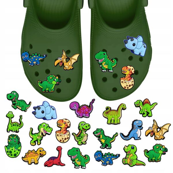 Przypinki do Crocs DINOZAURY do butów telefonu torby zestaw 19 szt