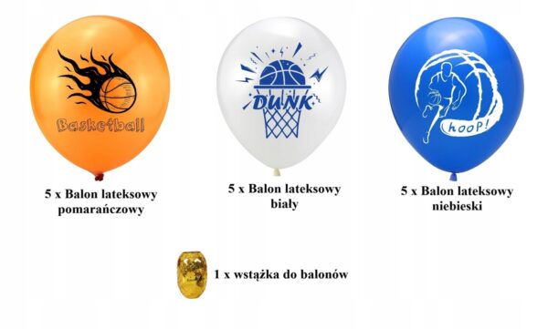 Oro Party Zestaw dekoracji balonowych Koszykówka 15 szt balonów Basketball - obrazek 2
