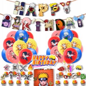 Oro Party Zestaw balonowych dekoracji urodzinowych Naruto + Girlanda Topper