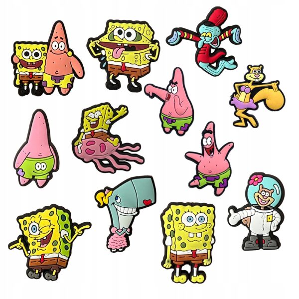 Przypinki do Crocs SPONGEBOB do butów telefonu torby zestaw 12 szt - obrazek 2