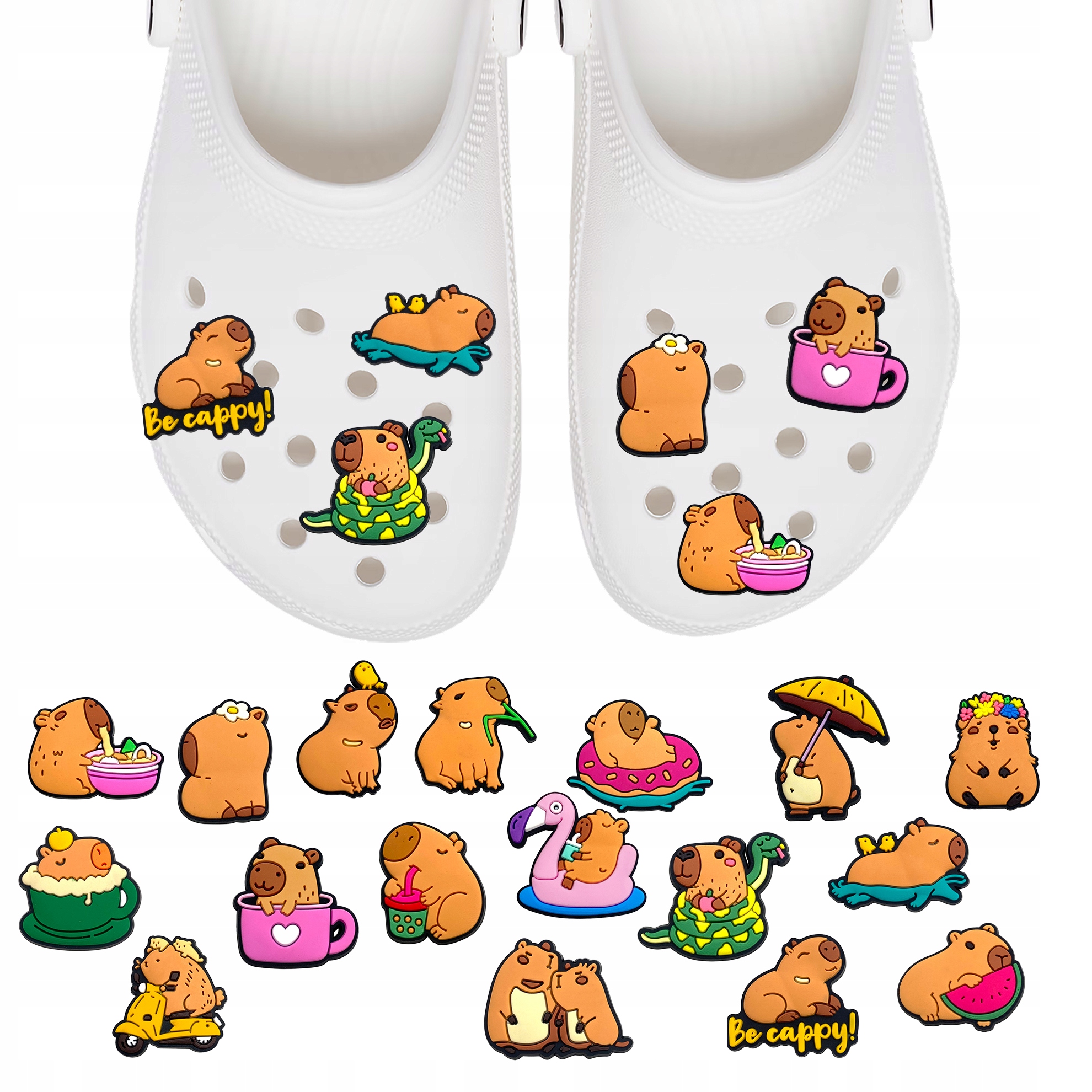 Przypinki do Crocs KAPIBARA CAPPYBARA do butów telefonu torby zestaw 17 szt