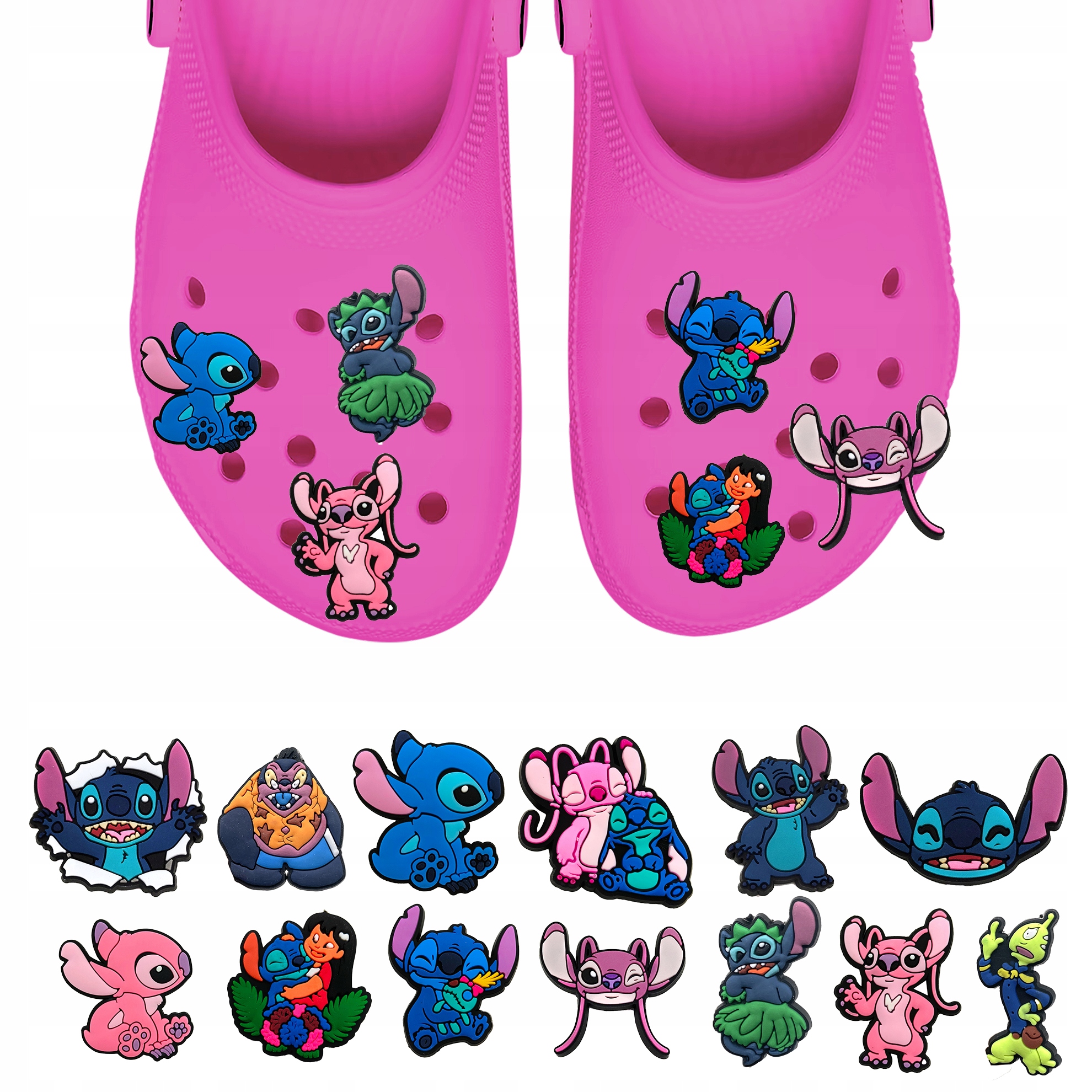 Przypinki do Crocs LILO I STITCH do butów telefonu torby zestaw 13 szt