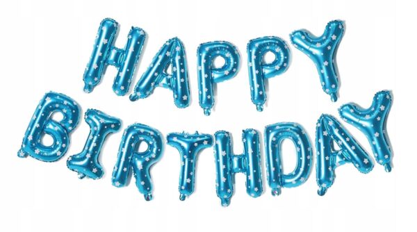Oro Party Balonowa Dekoracja Girlanda balonowa Happy Birthday Blue Star 40 - obrazek 3