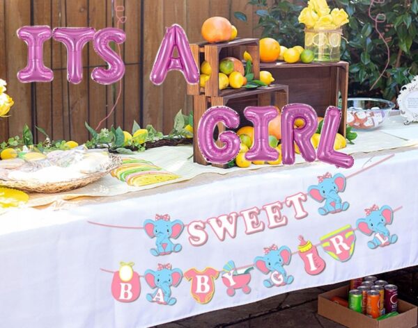 Oro Party Zestaw dekoracji balonowych na Baby Shower It's a Girl + Girlanda - obrazek 7