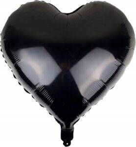 Duży Balon foliowy Metaliczny Czarne Serce 18 cali 45 cm 1 sztuka
