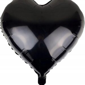 Duży Balon foliowy Metaliczny Czarne Serce 18 cali 45 cm 1 sztuka