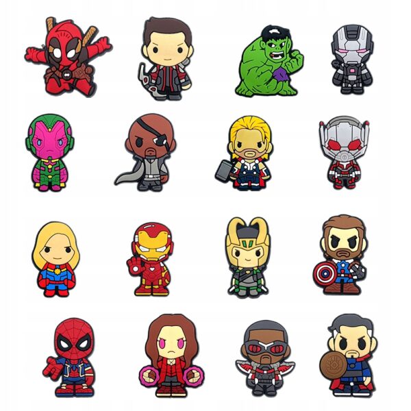 Przypinki do Crocs MARVEL AVENGERS do butów telefonu torby zestaw 16 szt - obrazek 2