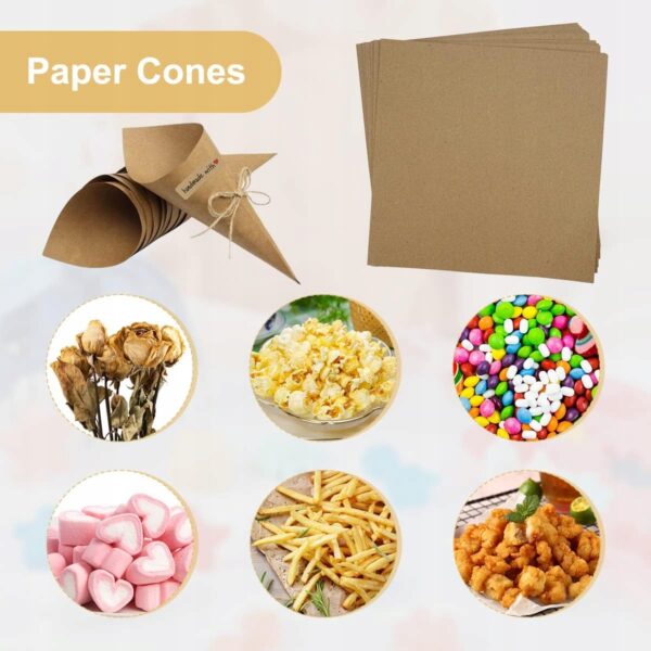 Zestaw 30 stożków z papieru kraft DIY na konfetti i ryż – dekoracje vintage na wesele i imprezy - obrazek 6