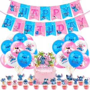Oro Party Zestaw balonowych dekoracji na urodziny Stitch Stich Andzia Angel
