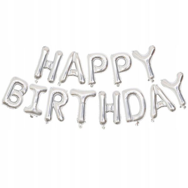 Oro Party Balonowa Dekoracja Girlanda balonowa Happy Birthday Srebrna 40 cm - obrazek 3