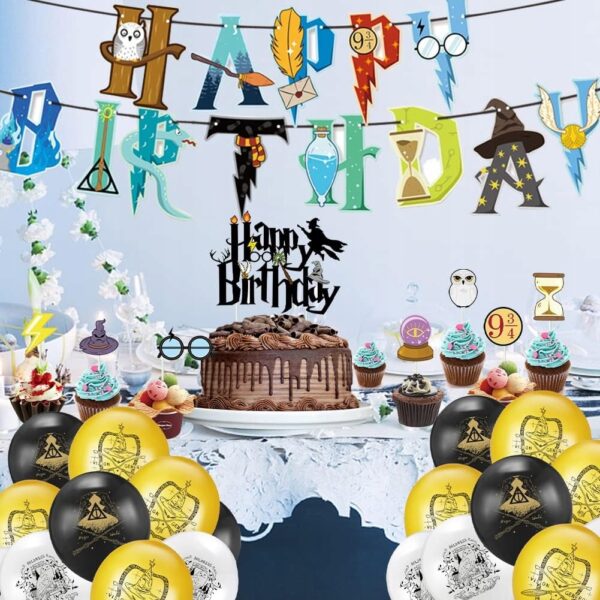 Oro Party Zestaw balonowych dekoracji urodzinowych Harry Potter + Girlanda - obrazek 10