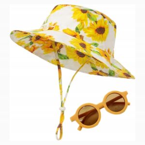 Kapelusz na Plażę i Pływanie, Kwiatowy Czapka Bucket dla Dziecka + okulary