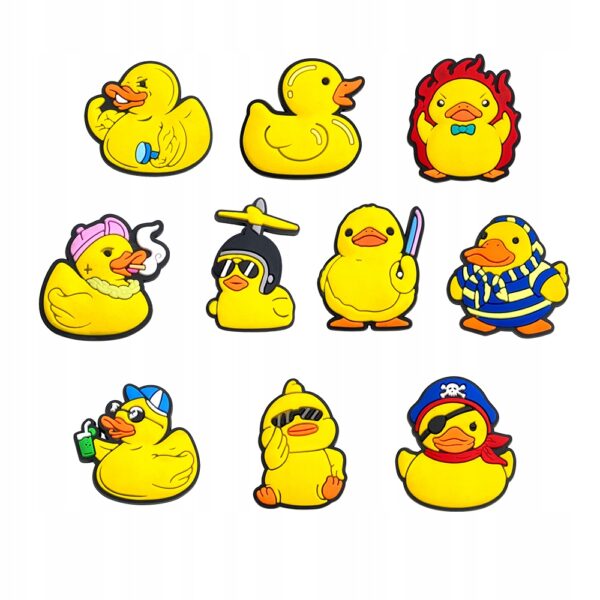 Przypinki do Crocs GUMOWE KACZKI DUCK do butów telefonu torby zestaw 10 szt - obrazek 2