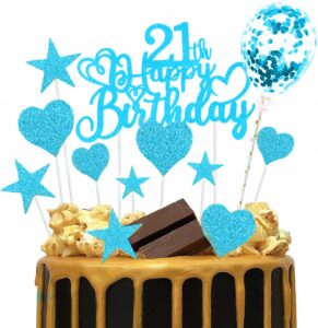 TOPPER HAPPY BIRTHDAY zestaw dekoracji na 21 urodziny + toppery na babeczki