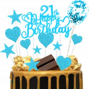 TOPPER HAPPY BIRTHDAY zestaw dekoracji na 21 urodziny + toppery na babeczki