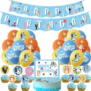 Oro Party Zestaw balonowych dekoracji urodzinowych Bluey Blue + Girlanda