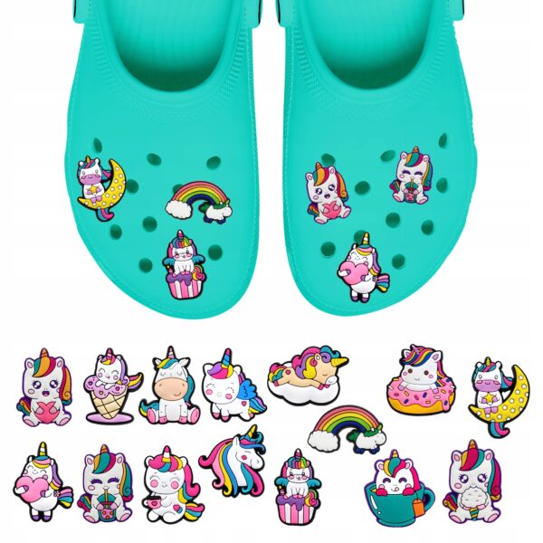 Przypinki do Crocs UNICORN JEDNOROŻEC do butów telefonu torby zestaw 15 szt