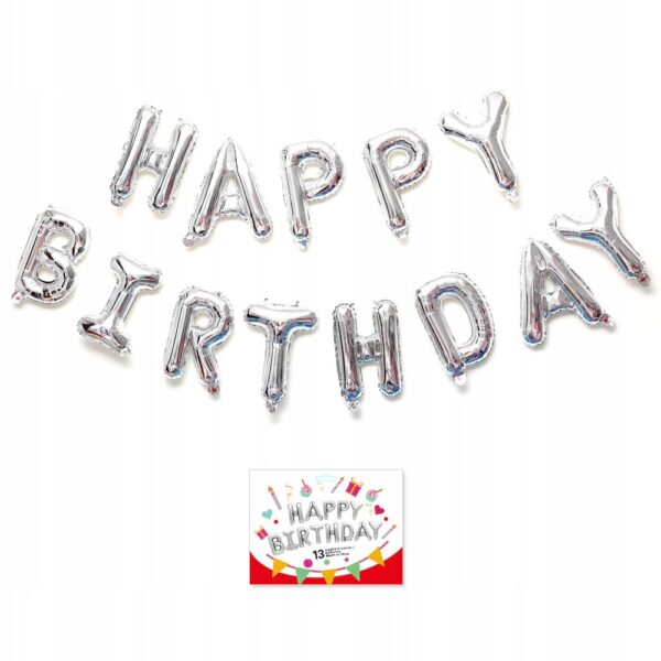 Oro Party Balonowa Dekoracja Girlanda balonowa Happy Birthday Srebrna 40 cm