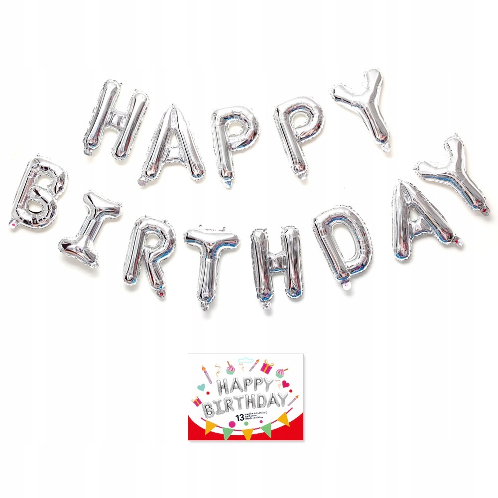 Oro Party Balonowa Dekoracja Girlanda balonowa Happy Birthday Srebrna 40 cm