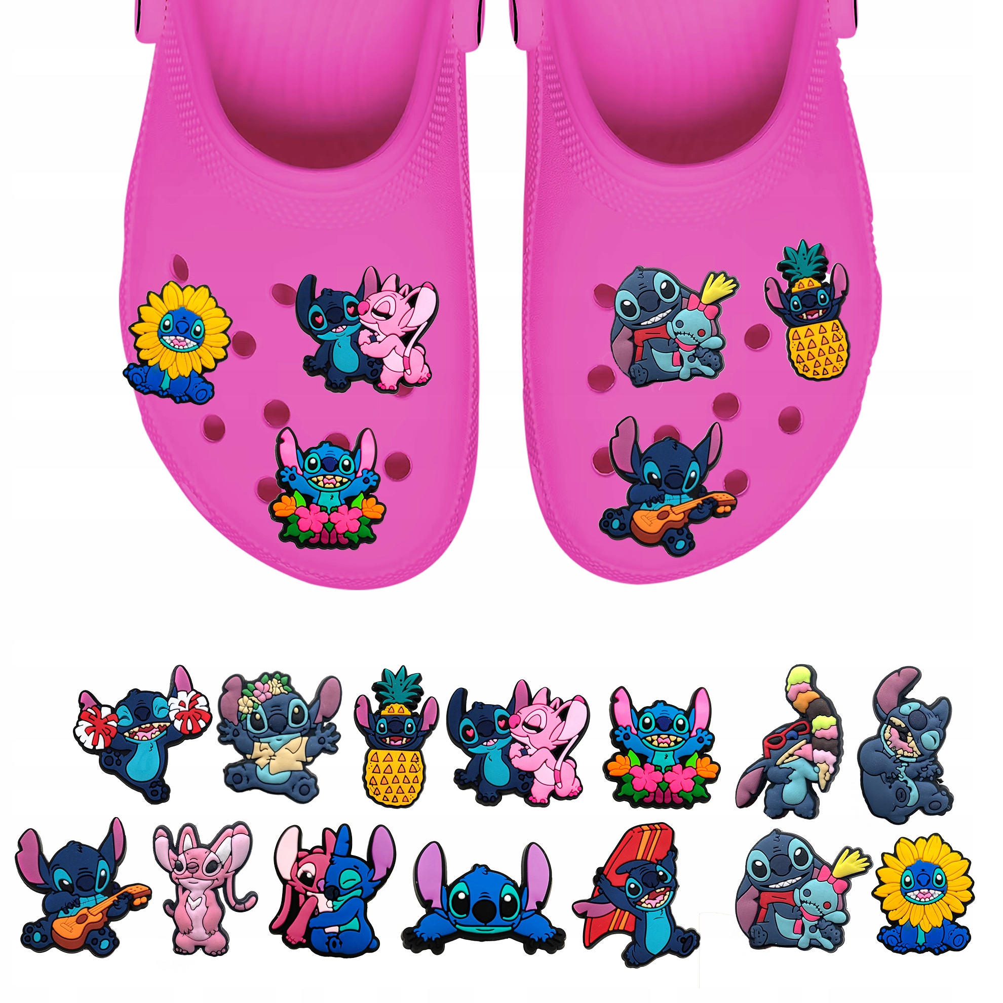 Przypinki do Crocs LILO I STITCH do butów telefonu torby zestaw 14 szt