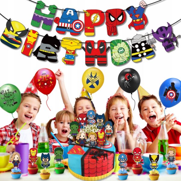 Oro Party Avengers Marvel DUŻY TOPPER NA TORT + 12 SZT TOPPERÓW NA BABECZKI - obrazek 4