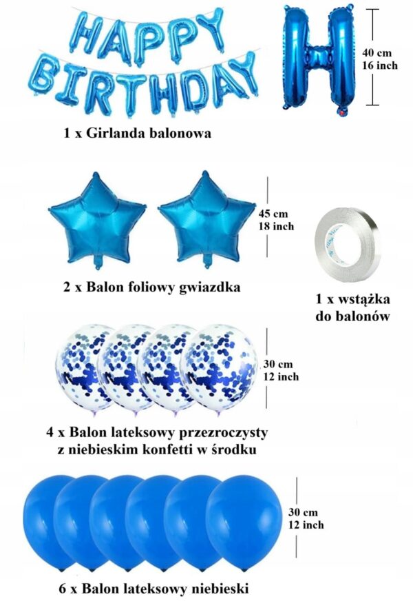 Oro Party Blue Zestaw Urodzinowych Dekoracji Balonowych Girlanda Balonowa - obrazek 2