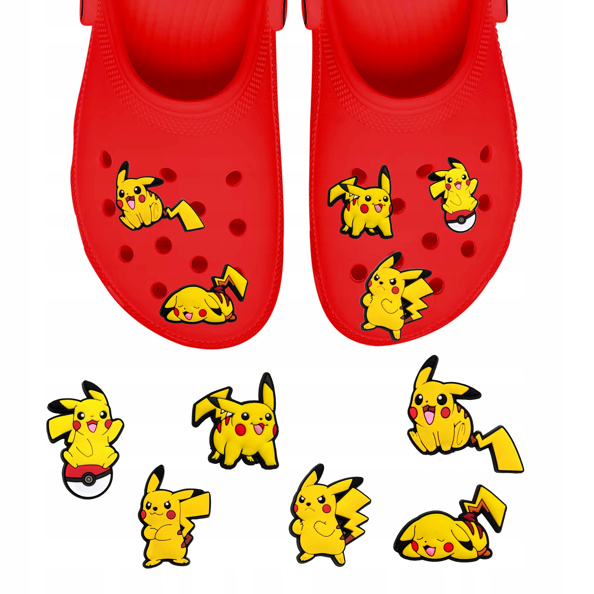 Przypinki do Crocs POKEMON PIKATCHU do butów telefonu torby zestaw 6 szt