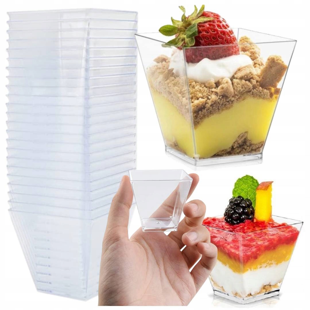 50x PUCHAREK KWADRATOWY DESER SOS PUCHARKI 60ML