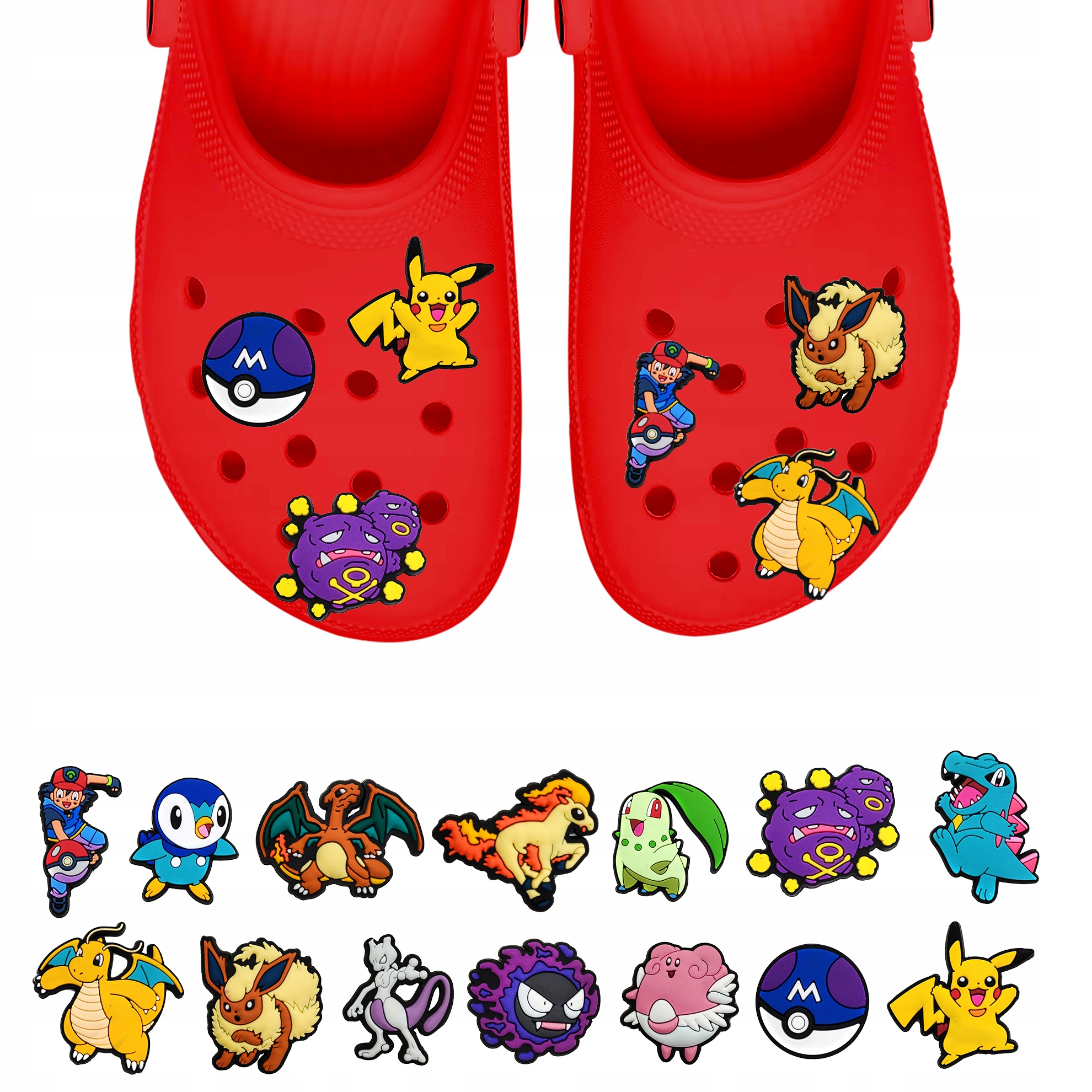 Przypinki do Crocs POKEMON do butów telefonu torby zestaw 14 szt
