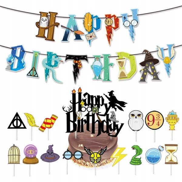 Oro Party Zestaw balonowych dekoracji urodzinowych Harry Potter + Girlanda - obrazek 3